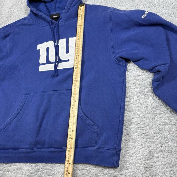 VINTAGE Reebok NY GIANTS NFL TEAM APPAREL ROYAL Embroided HOODIE SZ - Picture 4 of 6